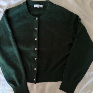 White + Warren cashmere cardigan- hunter green